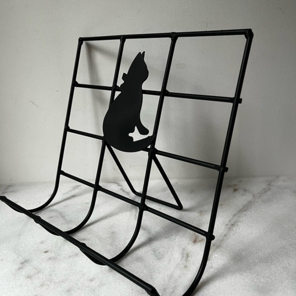 Black metal Cook Book Stand painting holder display with black cat…